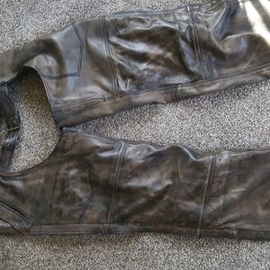 Distressed lined brown chaps